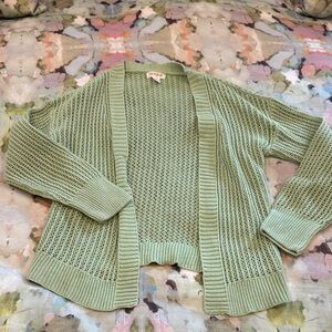 Cat & Jack Light Green Open-Knit Cardigan size M (8)